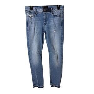 092 RTA Distressed Skinny Jeans Size 26 Raw Hem Stretch Denim